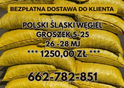 Polski węgiel transport GRATIS ! Pszczyna / GROSZEK 5-25, 26-28MJ całe Śląskie